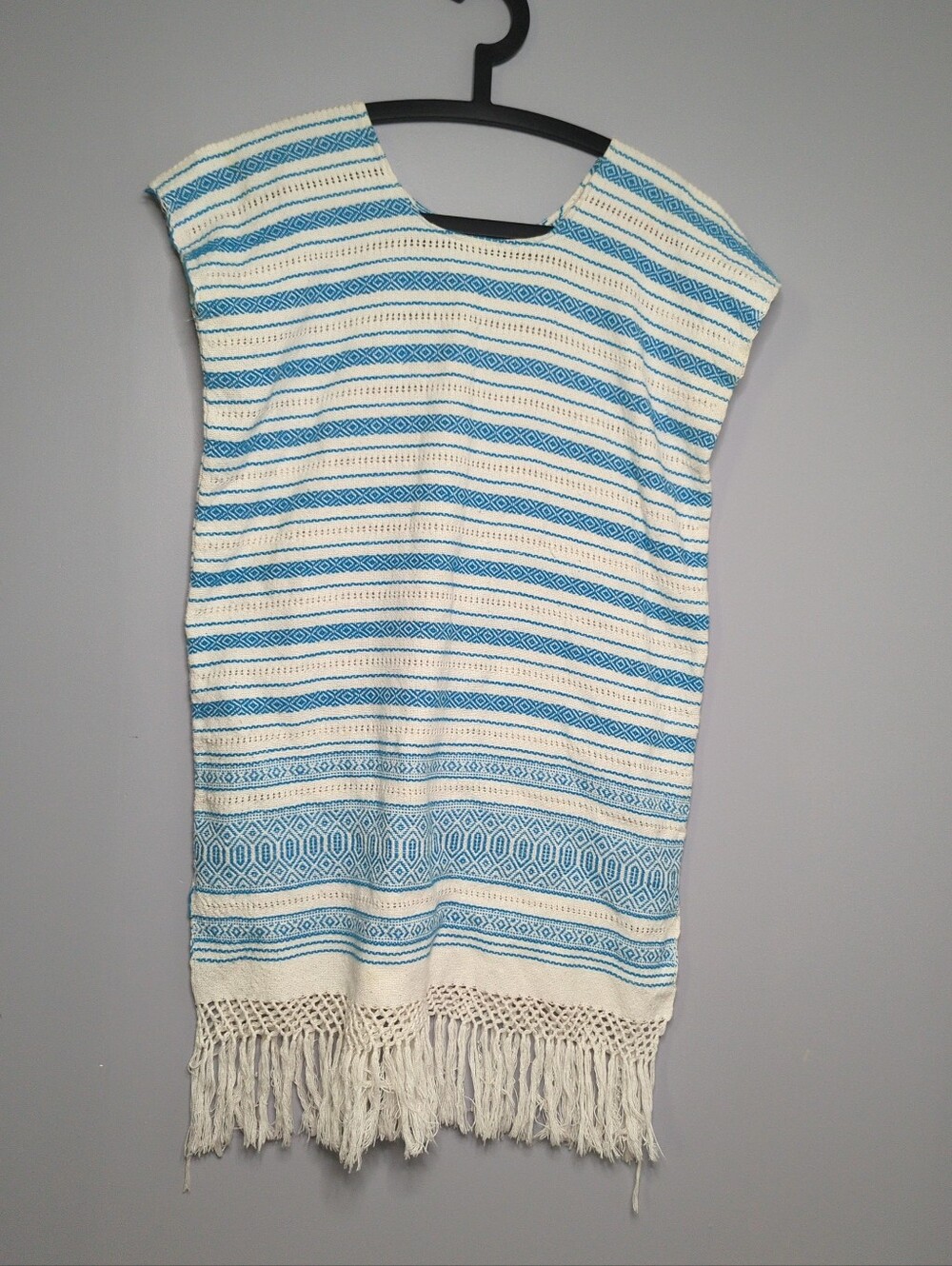 Authentic Oaxaca Mexican Huipil Dress – Handwoven Cotton Pedal Loom Tunic Sz L